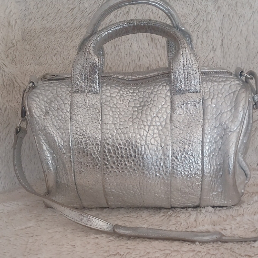 ALEXANDER WANG ROCKIE TEXTURED -Silver Handbag- HB275